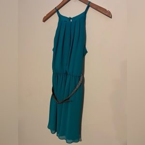 Teal belted dress